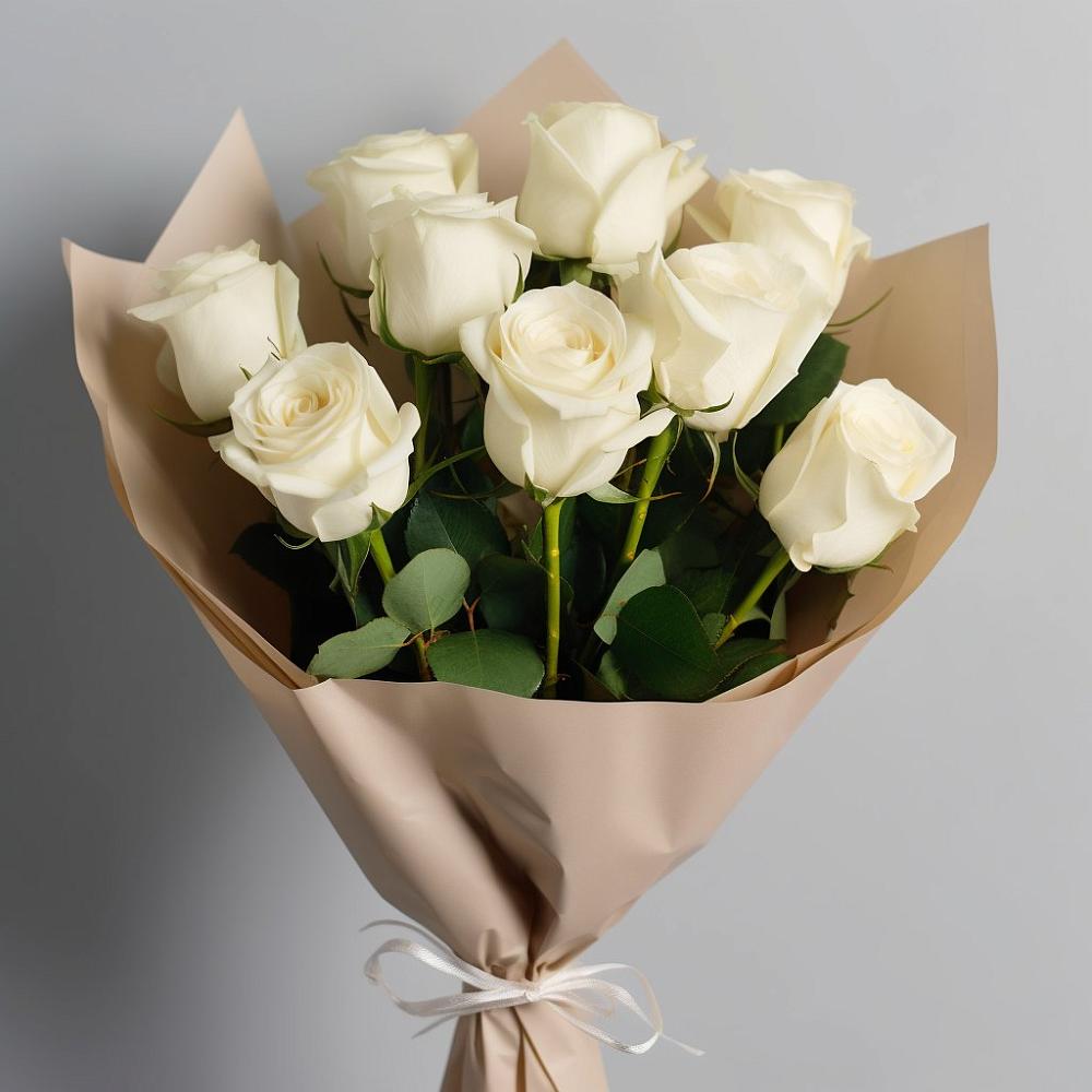 Букет 9 Белых роз Эдлесс Лав в Заринск