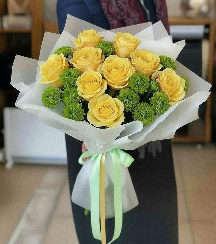 Букет цветов из: Хризантемы и Розы в Заринск