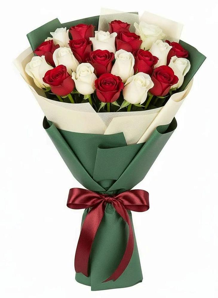 Букет Микс из красных и белых роз в Заринск