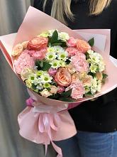 Букет нежные объятья в Заринск Букет цветов из: Гвоздики, Розы и Хризантемы в Заринск