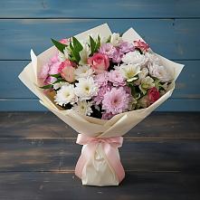 Букет цветов из:  Хризантемы, Альстромерии и Розы в Заринск