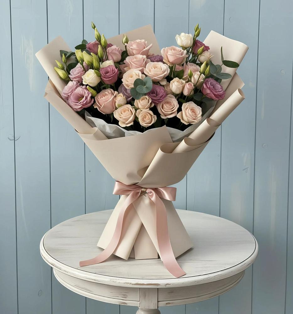 Букет цветов из: Розы и Лизиантусы в Заринск