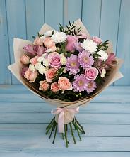 Букет цветов из:  Хризантемы, Розы и Альстромерии в Заринск